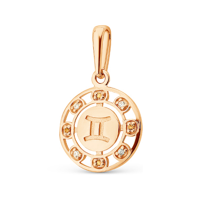 Gold pendant with phianite
