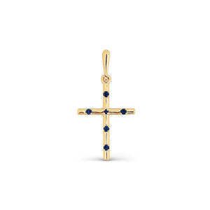 Gold pendant with sapphires