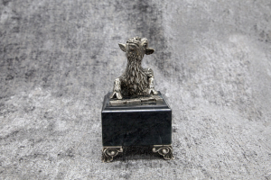 Silver figure Goat and Dominoes