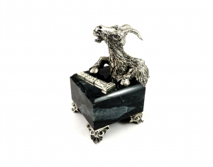 Silver figure Goat and Dominoes
