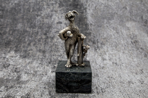 Silver figure Dog with bone