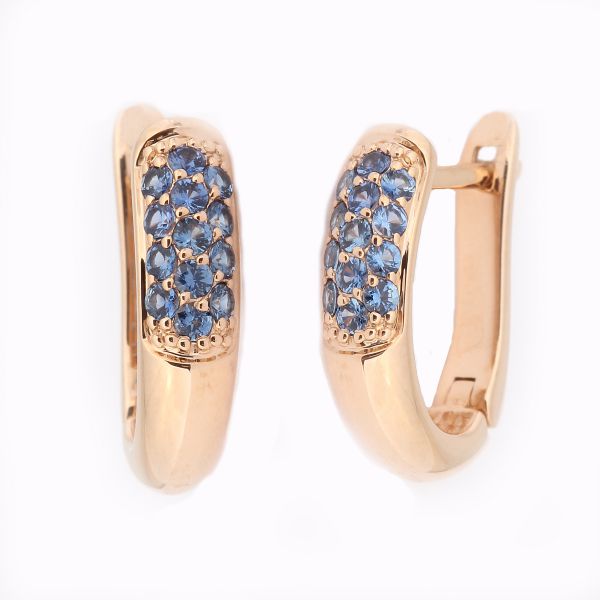 Gold earrings with sapphires