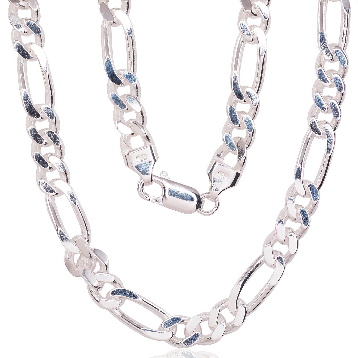 Silver chain Figaro 7 mm, diamond cut