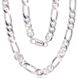 Silver chain Figaro 7 mm, diamond cut