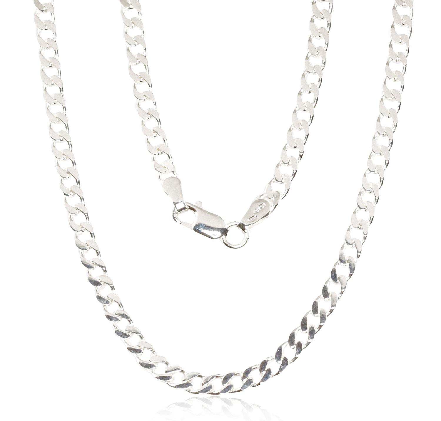 Silver chain Curb 3.5 mm, diamond cut