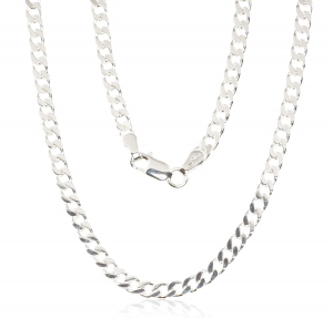 Silver chain Curb 3.5 mm, diamond cut