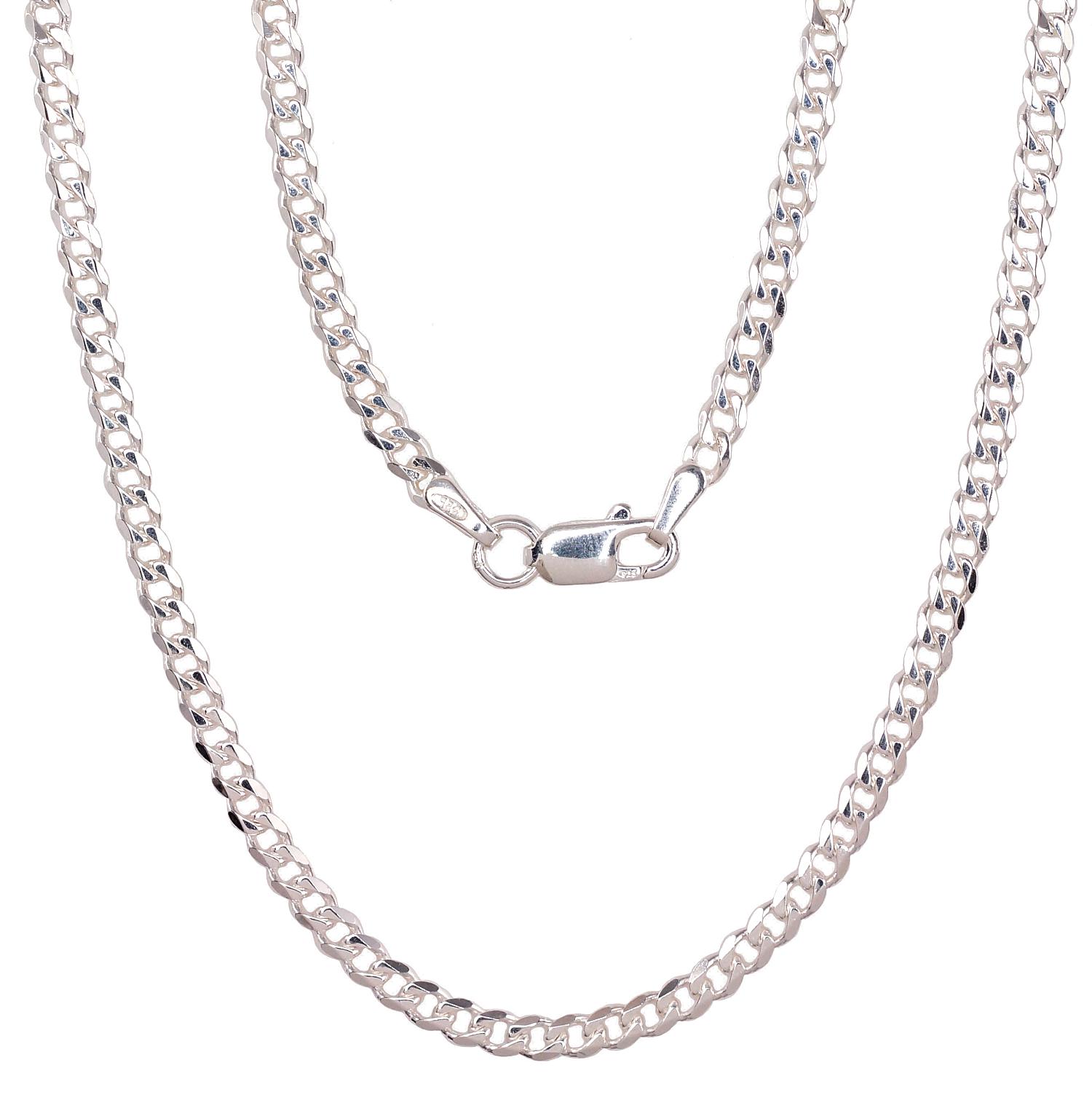 Silver chain Curb 2.5 mm, diamond cut