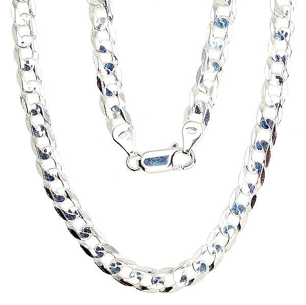 Silver chain Curb 5.9 mm, diamond cut