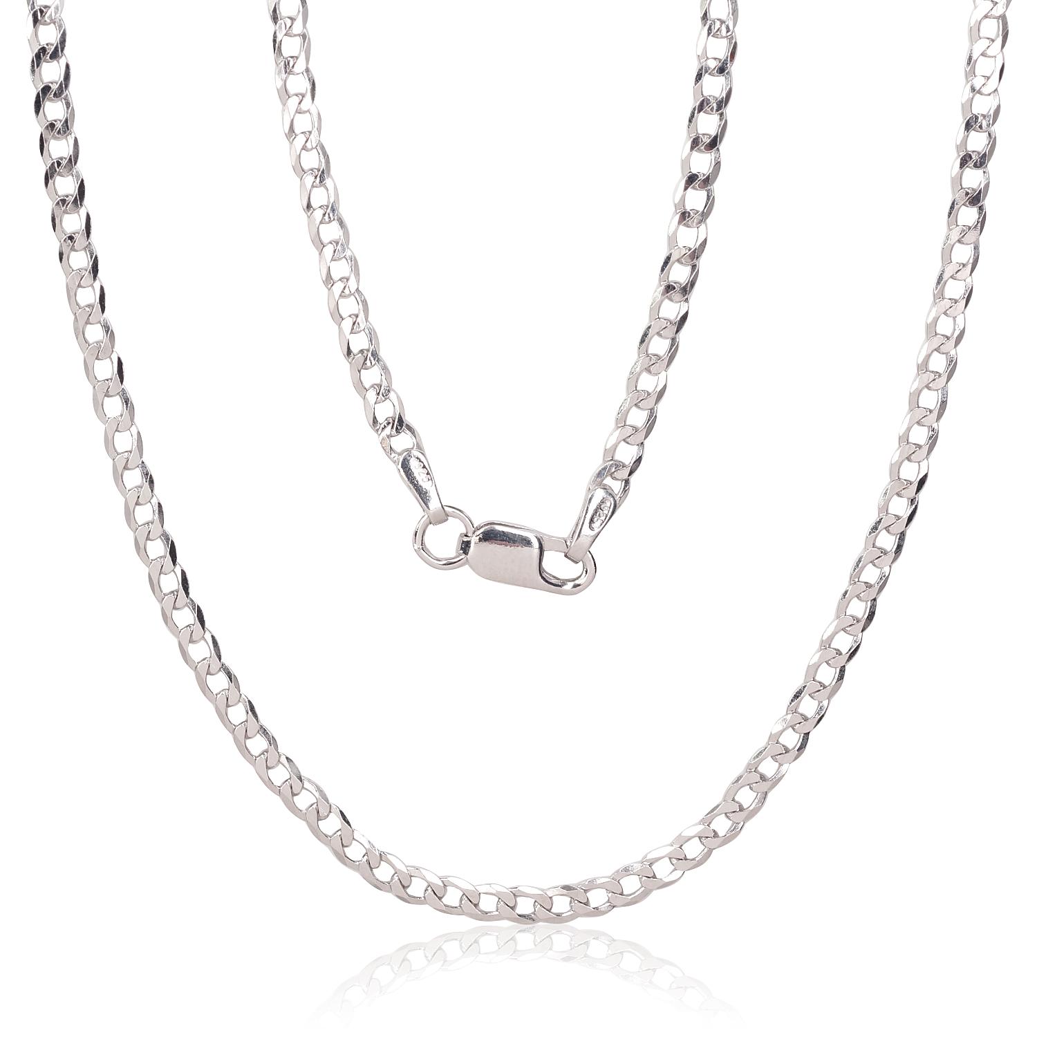 Silver chain Curb 2.5 mm, diamond cut