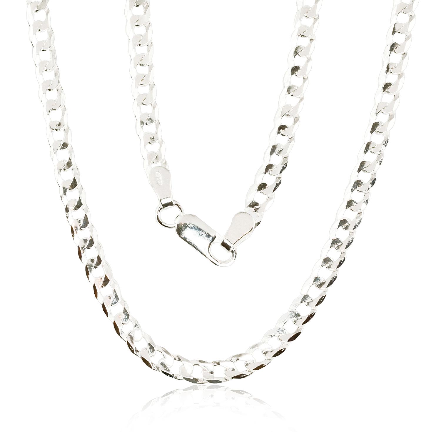 Silver chain Curb 3.9 mm, diamond cut