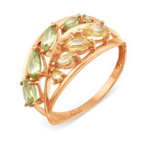 Gold ring with semiprecious stones