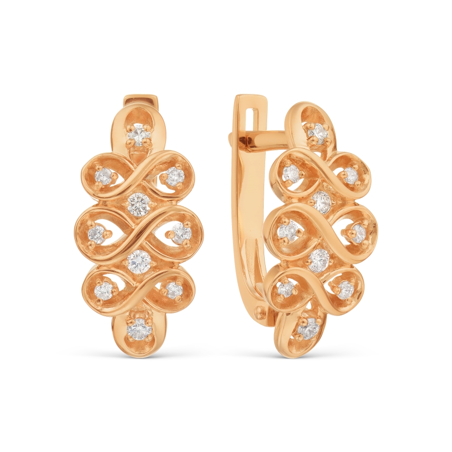 Gold earrings with diamond