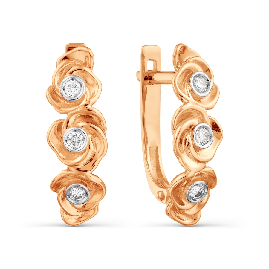 Gold earrings with diamond