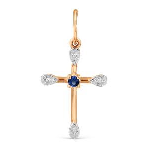 Gold pendant with diamond and sapphire