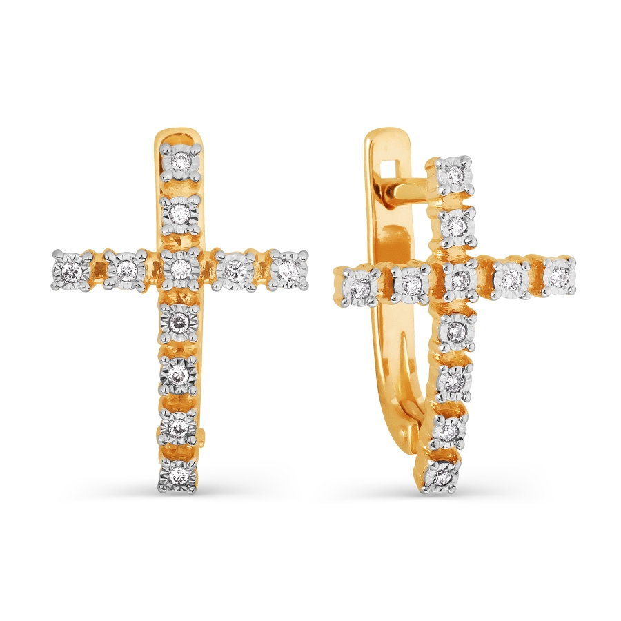 Gold earrings with diamond