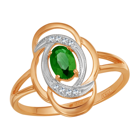 Gold ring with diamond and emerald