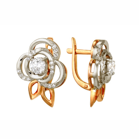 Gold earrings with diamonds