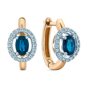 Gold earrings with precious stones