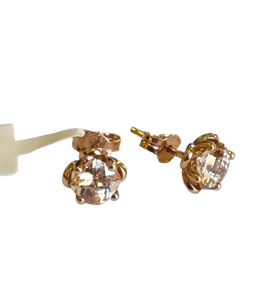 Gold earrings with phianites