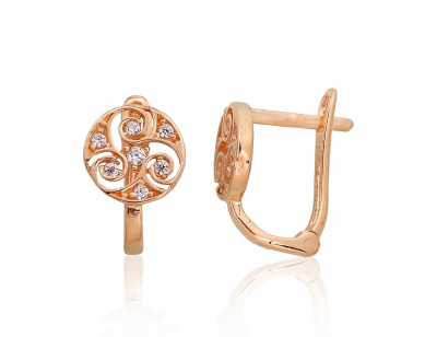 Gold earrings with 'english' lock