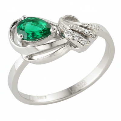 Zelta gredzens ar briljantu un smaragdu