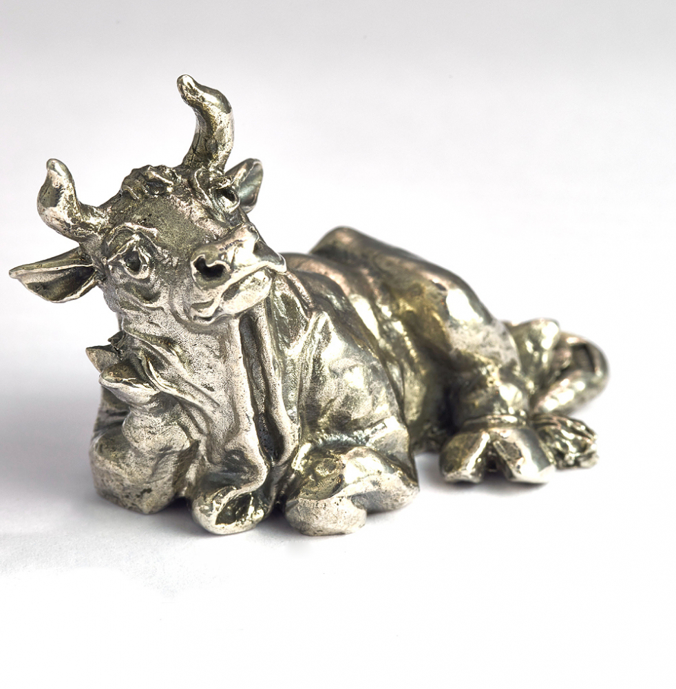 Silver statuette Bull